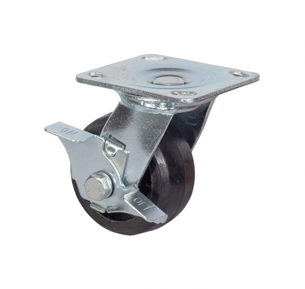 Колеса большегрузные поворотные с тормозом обрезиненные